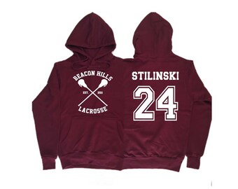 Beacon Hills Lacrosse Hoodie Teen wolf Maroon Hoodie Stilinski 24 Unisex Hoodie