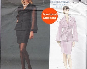 Sewing Patterns For Women Vogue Designer Pattern Lagerfeld High Fashion Long Sleeve Dress Pattern Sizes 12,14,16 Vogue 1565 Straight Skirt