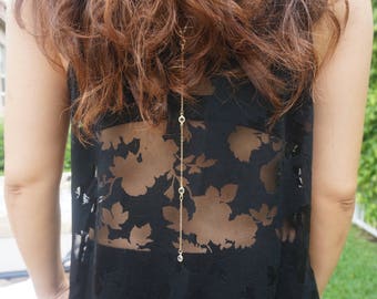 crystal glass backless necklace/ backless Body chain/ Layered Body necklace/ body necklace/ Body Jewelry/ back Chain/ Delicate Body Chain