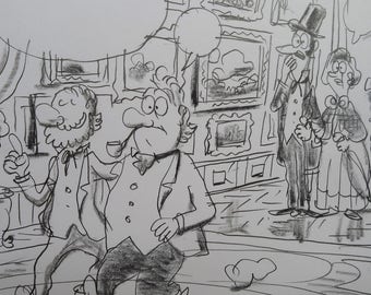 Original pencil drawing-the garden of Daubigny
