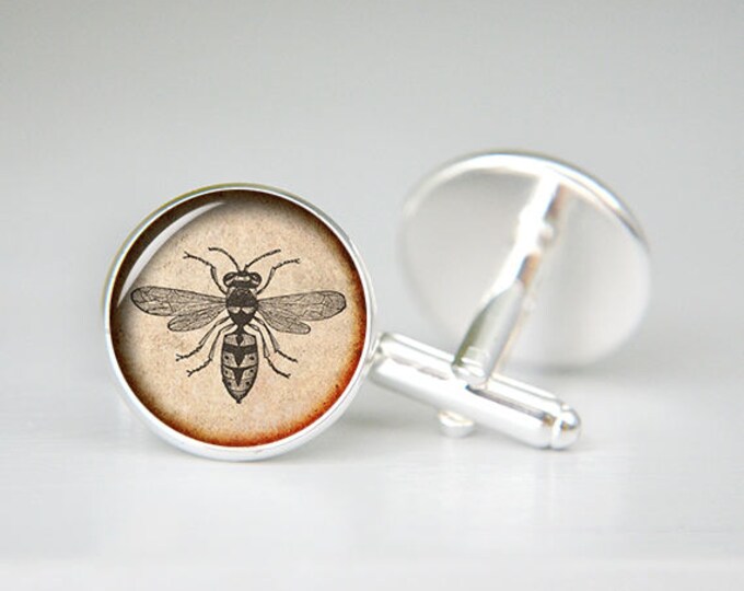 Honey Bee Cufflinks, Honey Bee Comb Cuff links, Insect Jewelry, Nature Cuff Links, Mens Gifts, Gift for Him, Boyfriend Gift