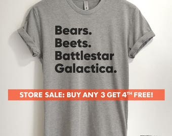 Bears Beets Battlestar Galactica T-shirt, Ladies Unisex Crewneck T-shirt, Funny Dwight Schrute T-shirt
