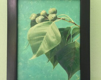 Leaf Home Decor Thick Oil Painting on Canvas with Matting and Frame