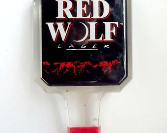 Vintage Red Wolf Beer Tap Handle, Beer Bar Collectible