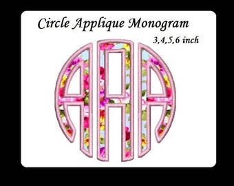 Circle Applique Monogram Machine Embroidery Large Font -Instant Download 3,4,5,6 inch