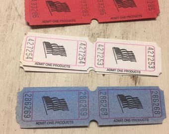 12 Vintage Flag Carnival Tickets for altered art mixed media