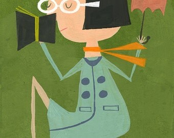Harriet always had her nose in a book. Limited edition print by Matte Stephens.