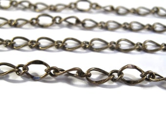 Antique Brass Fancy Curb Chain, Antique Brass Chain By the Foot, 7.5mm x 5mm Chain for Making Jewelry (FS cb/265/fab)