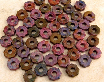 Greek Ceramic Gear Beads, 8 mm Melitzania, 50 Pieces, M43
