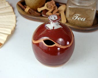 Sugar Bowl / Honey Jar in Red Agate - Made to Order