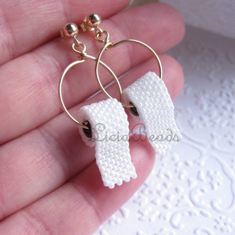 Toilet Paper earrings on sterling silver or gold plated posts
