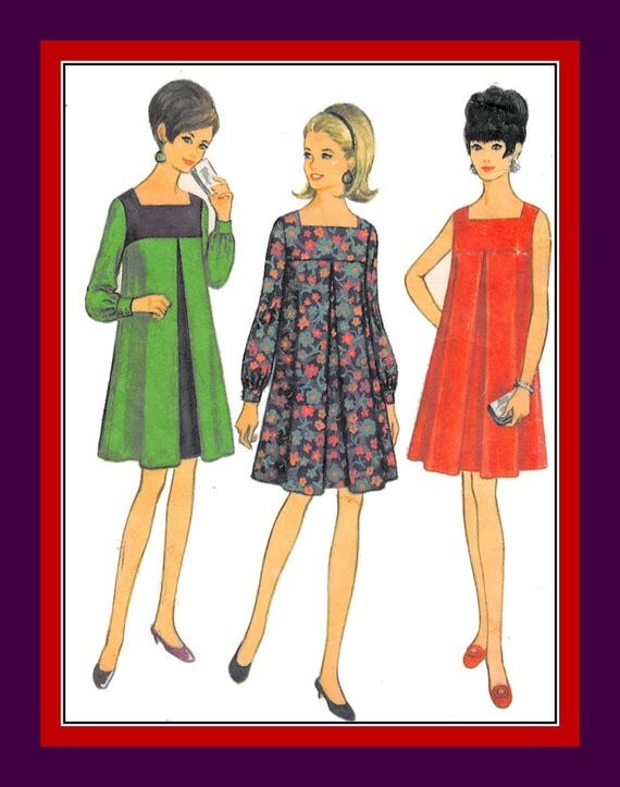 Vintage 1967-MOD TRAPEZE DRESS-Sewing Pattern-Three