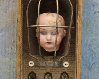 Assemblage Art Mixed Media Found Object Shrine Shadow Box "Treasure the Memories"