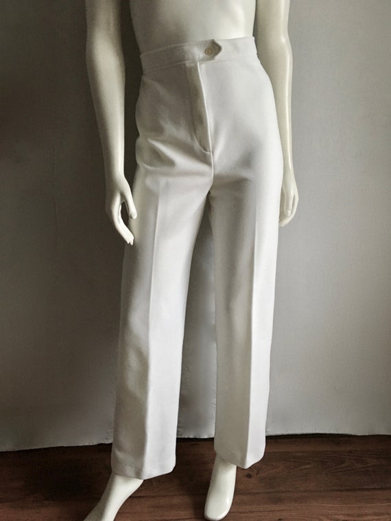 white polyester pants