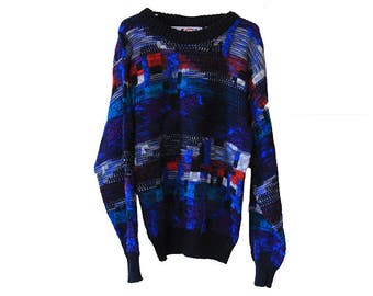 Vintage 80s Colorful Kids Sweater Size Medium 12-14 Michael Gerald Ltd