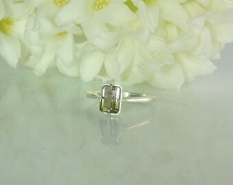 Bi Color Ring, Bi Color Tourmaline, Tourmaline Ring, Emerald Cut Ring, Tourmaline Silver Ring, Bi Color Gemstone Ring, Bi Color Tourmaline