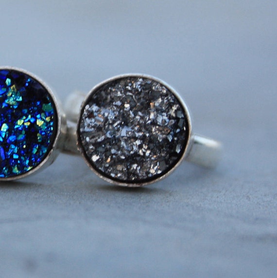 BLACK GALAXY RING - Glitter ring- Galaxy Ring- Festival- Moon Ring- Sterling Silver Ring- Handmade Crystal Ring- Limited Edition