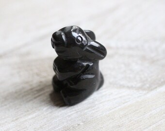 Obsidian Stone Bunny Rabbit Figurine F56