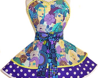 Exclusive "Eve" Retro Pinup Apron; A Tie Me Up Aprons Exclusive! Wearable Art; Limited Edition of 2!