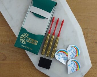 Vintage Unicorn Darts, Set of Three Brass Darts, Made in England, Dart board darts