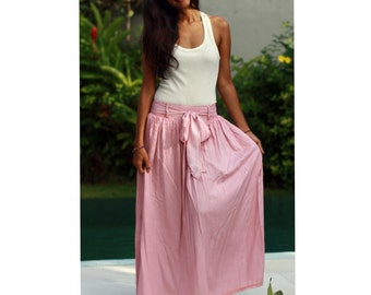 Chevron Maxi Skirt / Maxi Skirt in Red and White / Long Skirt with Sash / Pockets