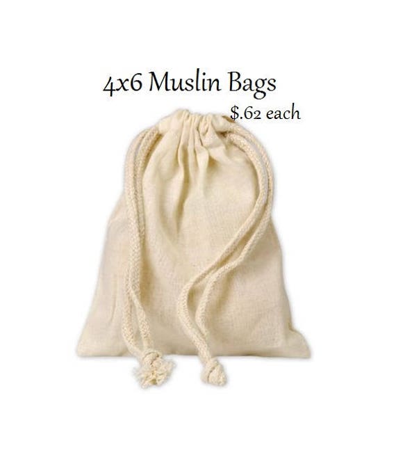 Muslin Drawstring Cloth Favor Bags 4x6
