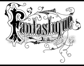 Instant Digital Download, Vintage Victorian Graphic, Fantastique Antique Text Lettering, Printable Image, Scrapbook, Typography, Sign