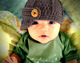 Baby Boy Newsboy Hat, Crochet Baby Boy Hats, Crochet Newborn Hat, Infant Boy Hat, Baby Boy Beanie, Blue, Newsboy Hat Baby Boy, Infant Cap