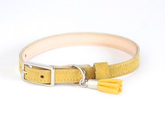 Cat Collar / Small Dog Collar // Mustard // Optional ID Tag
