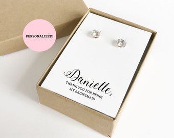 Personalized Thank You For Being My Bridesmaid Jewelry Boxes (Earrings not included) | Gift Boxes | Jewelry Box | Bridesmaid Gifts | SJBS3-P