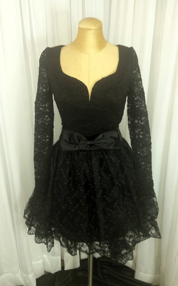 Black Lace and Tulle Dress by Jessica McClintock for Gunne Sax