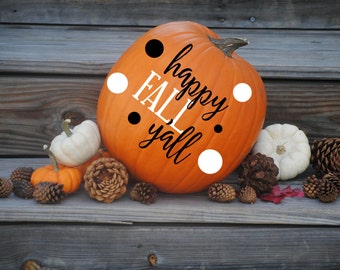 Happy Fall Y'all Pumpkin Monogram Decals - Custom Pumpkin Decals