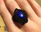 Lapis macrame ring S-M