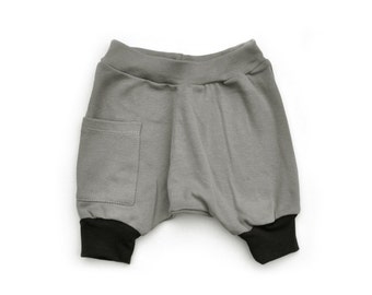 Baby Boy Clothes - Organic Baby Clothes, Organic Baby Boy Shorts, Baby Shorts, Baby Harem Shorts, Baby Boy Harem Shorts-Storm Gray,Free Ship