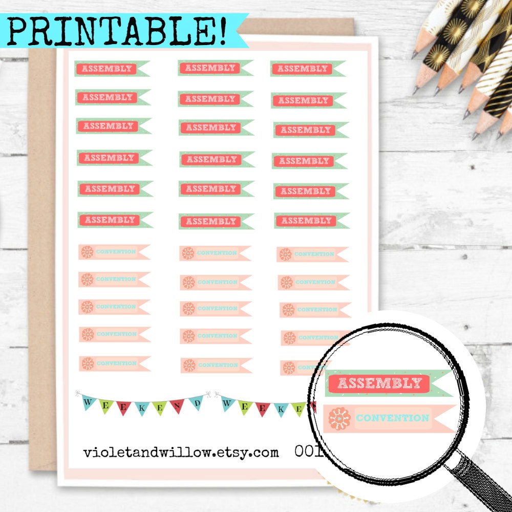 printable e calendar 2017 Convention Planner JW Assembly PRINTABLE and Sticker Printed