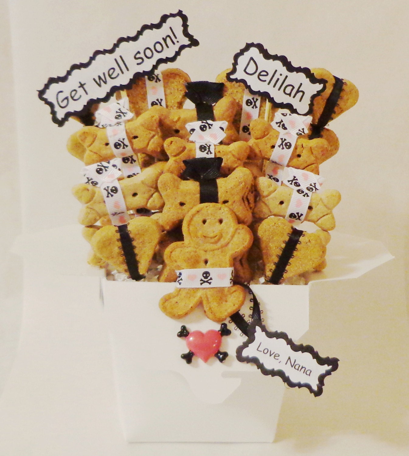 Get well Dog treat gift basket all natural dog biscuits