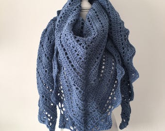 Handmade Crochet shawl blue
