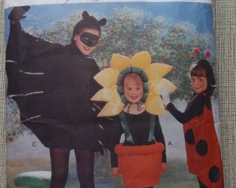 Children's Flowerpot, Ladybug and Bat Costumes in Sizes S to XL Complete Uncut/FF Vintage 90s Butterick Sewing Pattern 4972