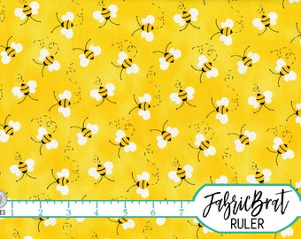 BUMBLE BEE Fabric by the Yard Fat Quarter Yellow Whimsical Bees Fabric Yellow Quilt Fabric Apparel Fabric 100% Cotton Fabric w8-31