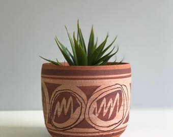 Vintage Terra Cotta Planter Signed / Outdoor Planter