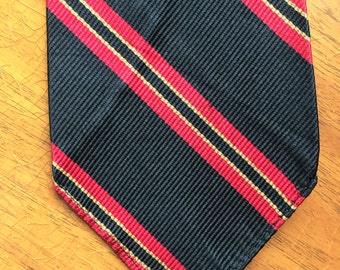 Vintage 60s The Union Black Red Yellow Stripe Repp Tie Unlined
