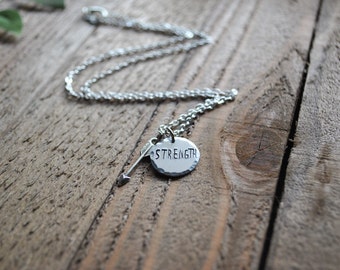 Strength Necklace - Arrow Necklace - Hand Stamped Necklace - Custom Necklace