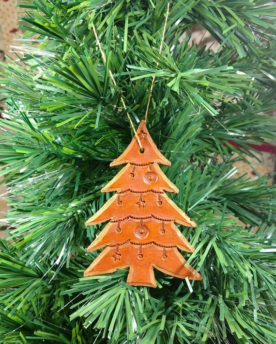 Classic Hand Cut Leather Christmas Tree Ornament