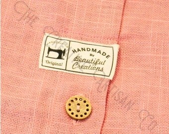18 Custom Handmade Sewing Machine Cotton Fabric Labels//Clothing Label//Sewing Accessories//Garment Label//DIY//Craft Label//Sewing Label