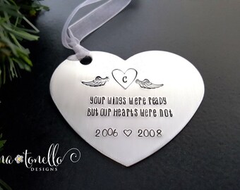 Memorial Ornament, Memorial Gift, Your Wings Were Ready But My Heart Was Not, Miscarriage Ornament, Sympathy Gift, Baby Loss Ornament