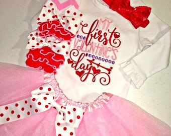 Baby Girl Valentine's Outfit, Baby Girl First Valentine's Day Outfit, Baby Girl 1st Valentine's Outfit, Girl First Valentine's Day Outfit