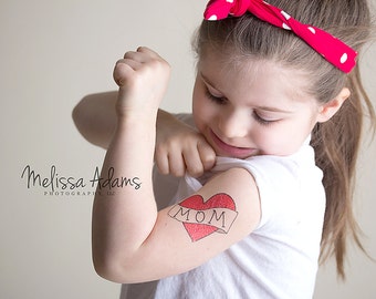 Temporary Tattoo For Girls Mom Heart Valentines Gift Kid Fake Red Temporary Tattoo For Girls Mom Heart Valentines Gift Kid Fake Red