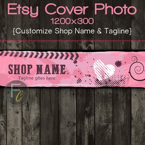 Etsy Shop Cover Photo 1200x300 Premade Abstract Heart