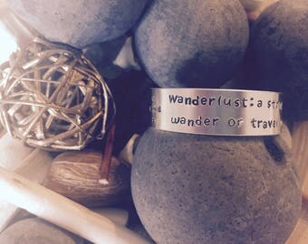 Compass Bracelet, Handstamped Bracelet, Wanderlust Bracelet, North South East West, Wanderlust Quote, Adventure, Travel Jewelry, Boho Cuff