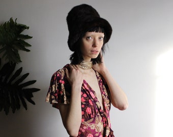 Chocolate Mink Fur Cloche Hat